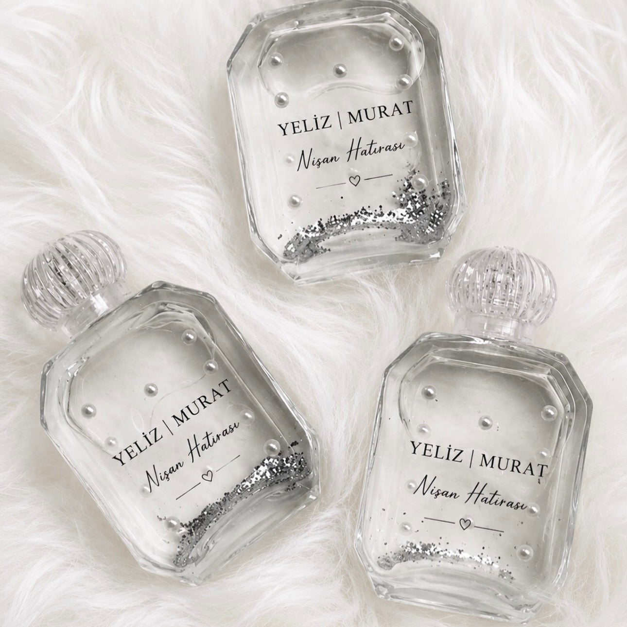 Fiole en verre personnalisée avec eau de rose ou eau de cologne citron – Cadeau invité mariage, fiançailles & henné