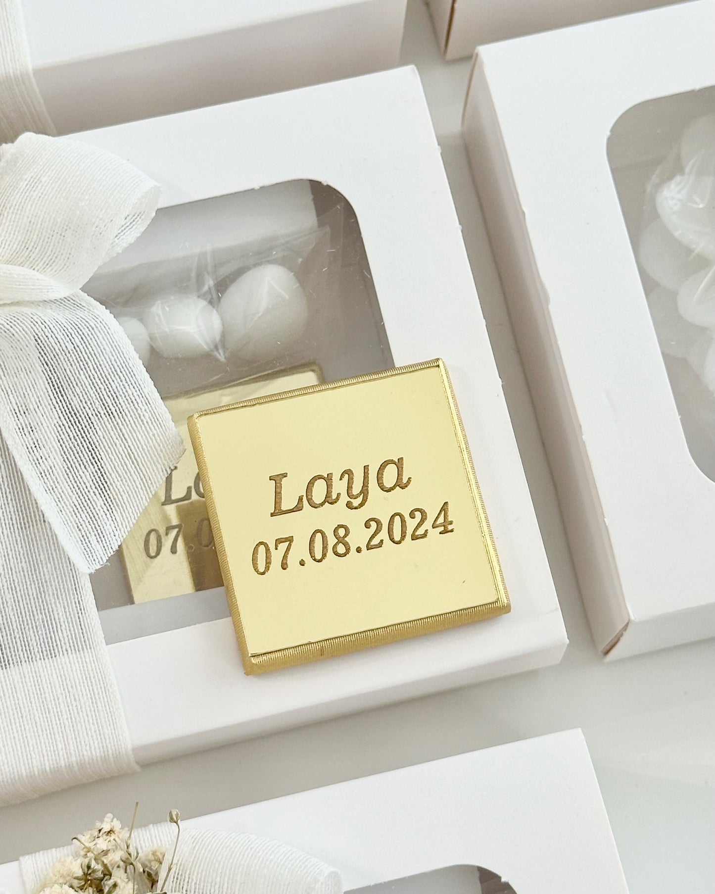 Coffret bougie + chocolat + dragées