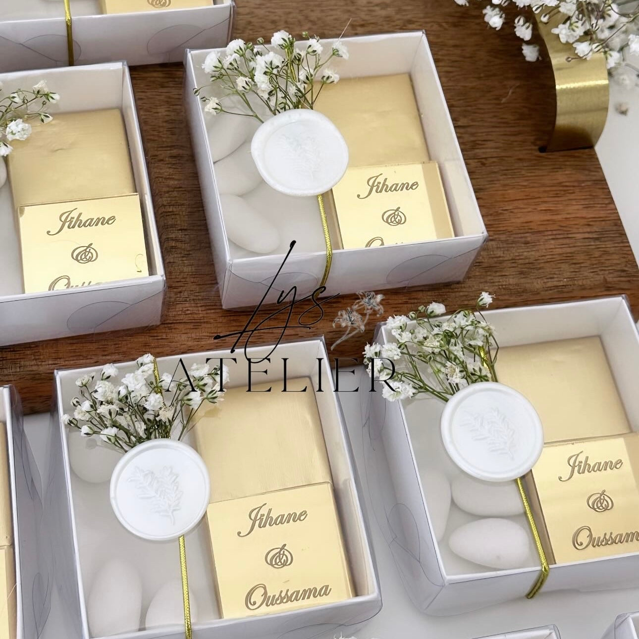 Coffret dragées + chocolats effet miroir