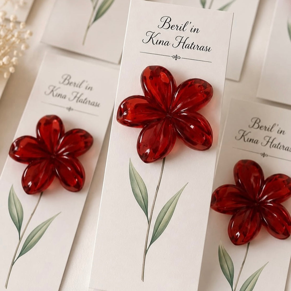 Carte cadeau invité avec pince fleur nacrée II