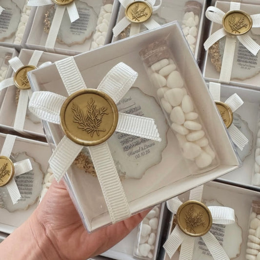 Coffret magnet + dragées « cœur »