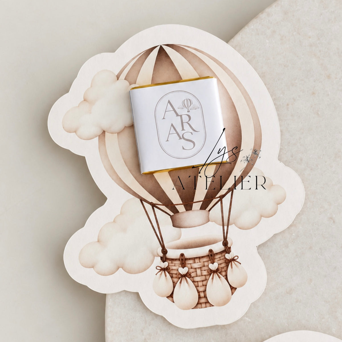 Carte Chocolat Personnalisée – Naissance, Baby Shower, Anniversaire | Montgolfière