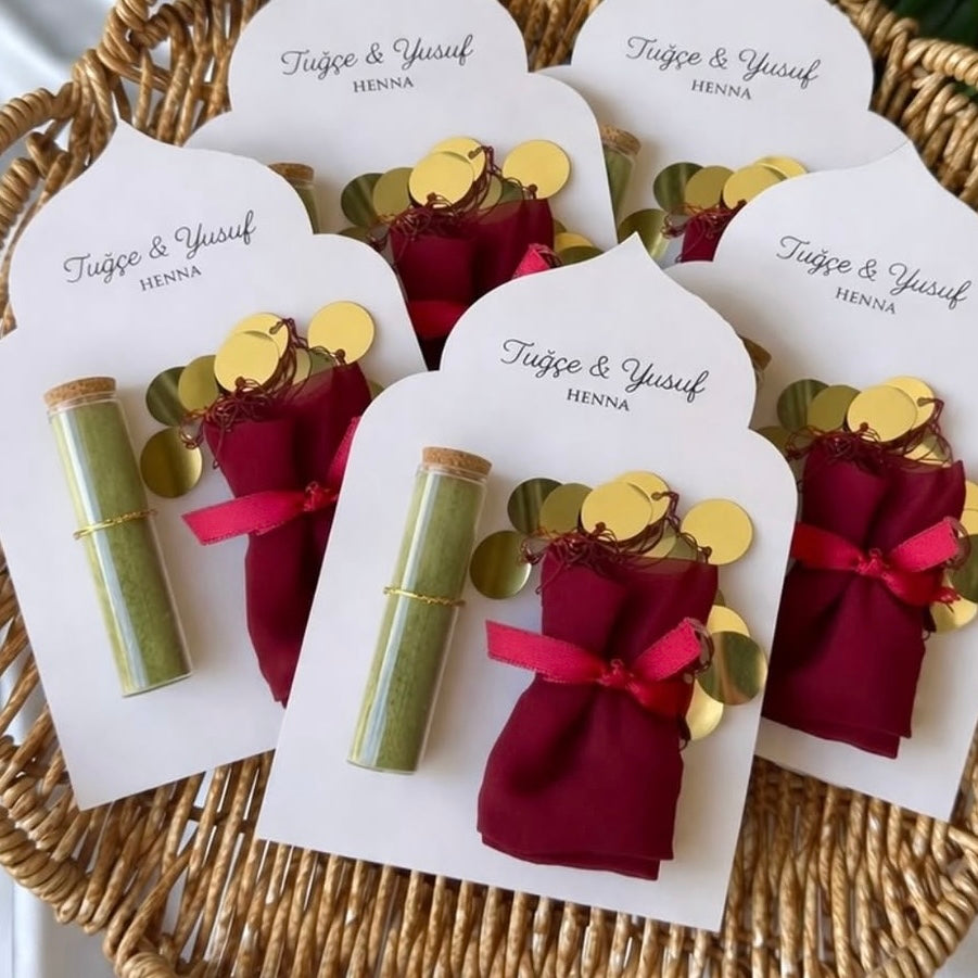 Carte cadeau invitée avec fiole de henné & Halay Mendili