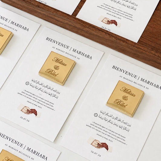 Carte Chocolat Personnalisée avec Chocolat – Cadeau Invité Mariage, Henné, Fiançailles, Naissance, Baptême & Circoncision