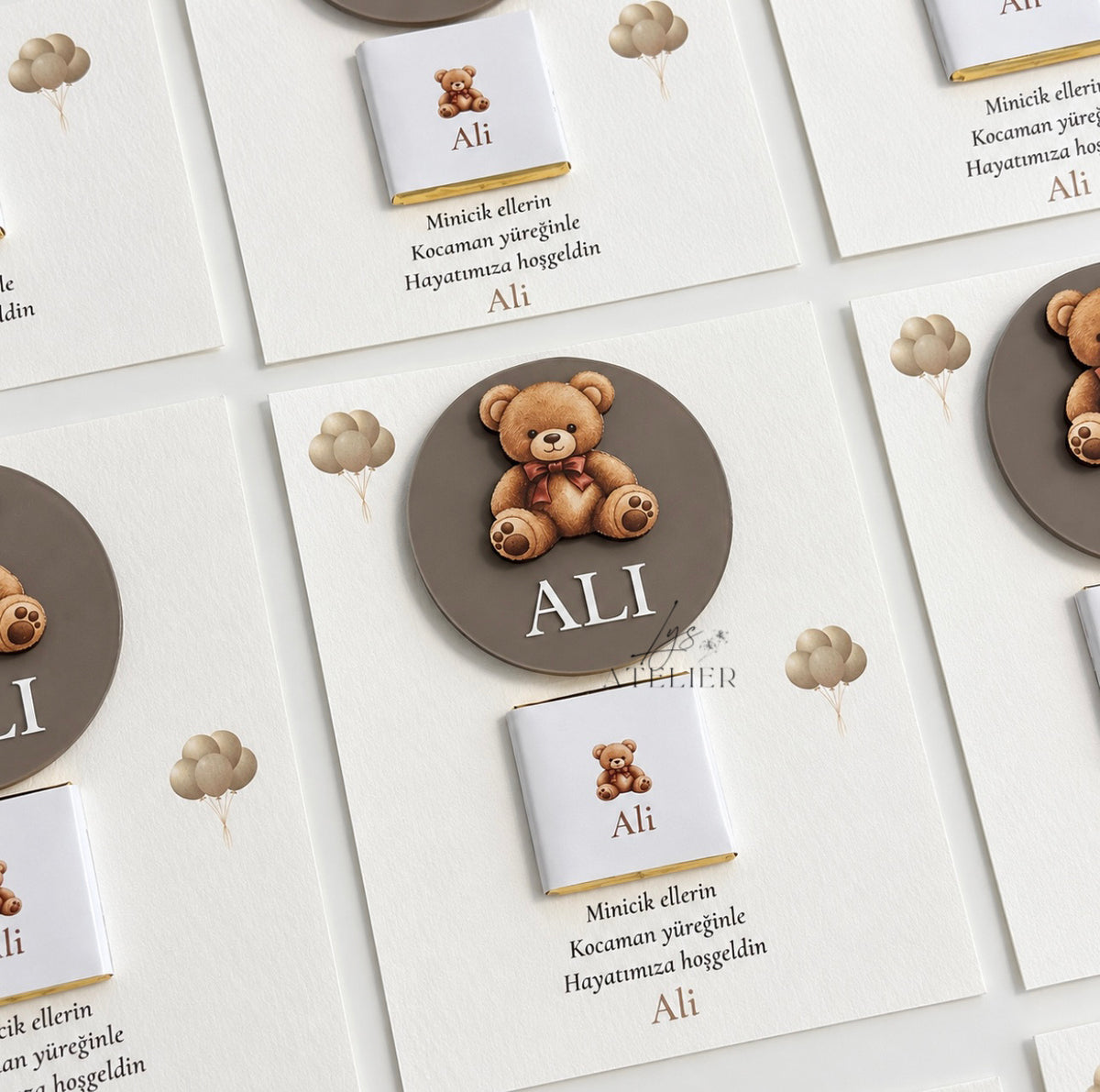Carte cadeau duo personnalisée – Magnet & Chocolat au lait | Naissance, baptême